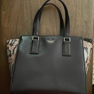 Kate Spade top handle satchel Bordeaux and blush reptile